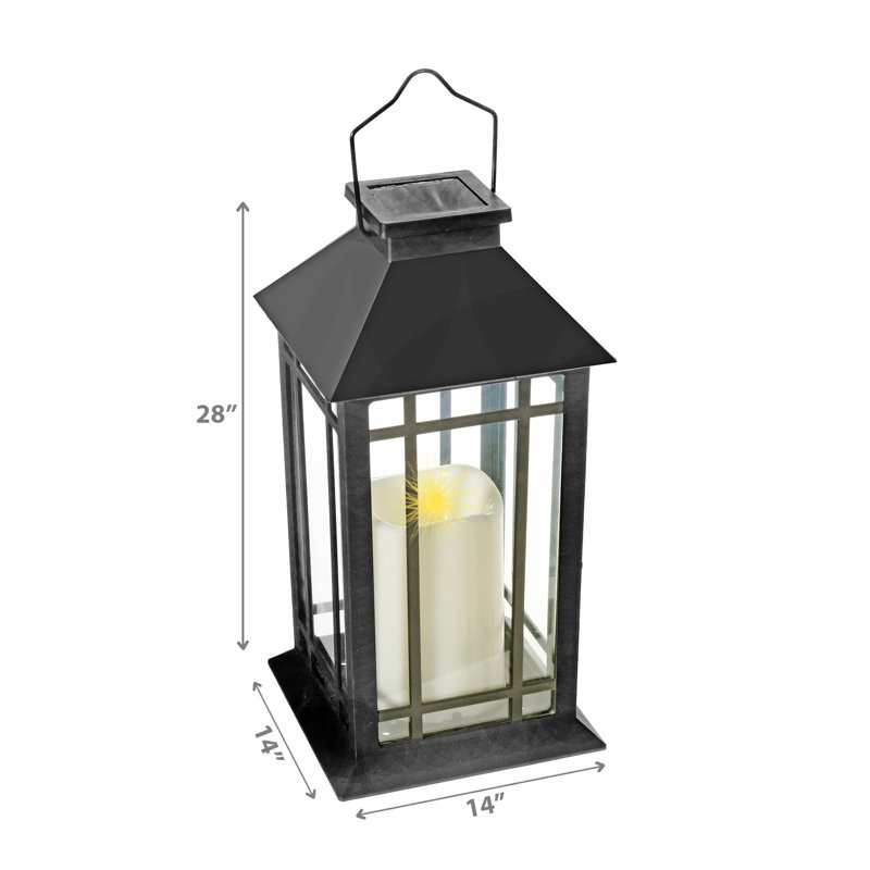 Ih Casadecor 28'' Solar Powered Integrated LED Outdoor Lantern, Black/Clear