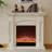 Beige Solid Wood Electric Fireplace