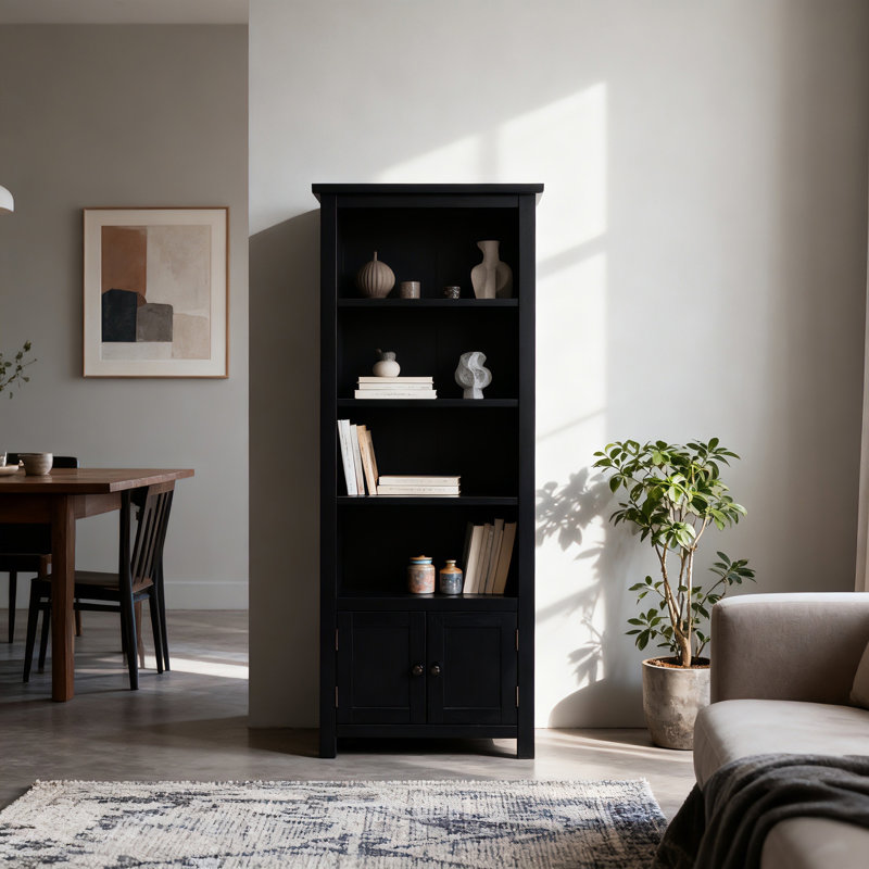 Arise-Sun High Bookcase with Cupboards, Black