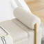Élégant banc de rangement rembourré en lin avec accoudoirs cylindriques et pieds en fer, beige-1834526878