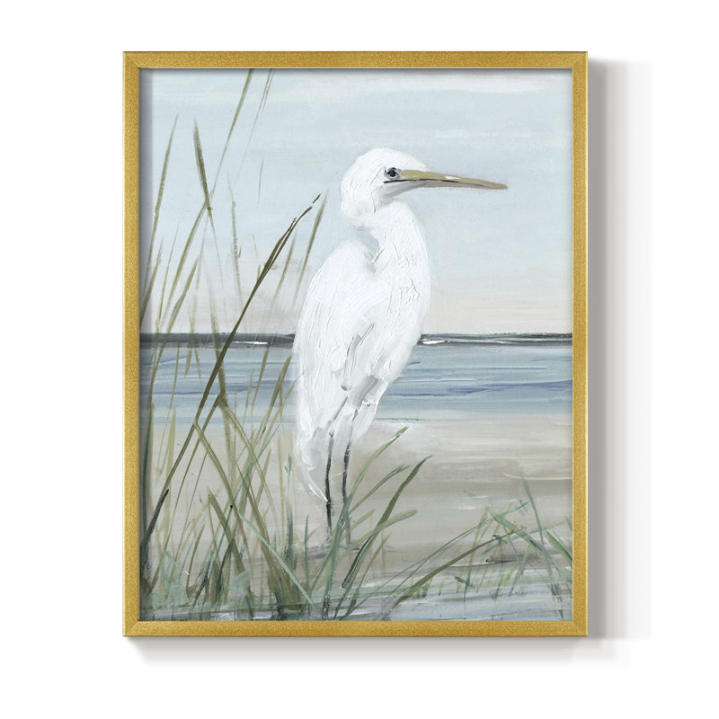 Summertime Heron I, reproduction encadrée - bois massif, H 15 po x l 12 po, Doré