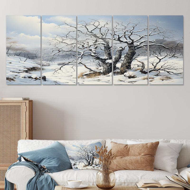 «Winter S Tree Sycamore I - Tree Sycamore», art mural sur toile 5 pièces, H 28 po x l 60 po
