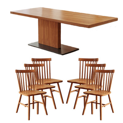 Solid wood ash dining table set