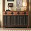 Armoire à chaussures en bois massif brun et noir de style Mid-Century 55,12 po