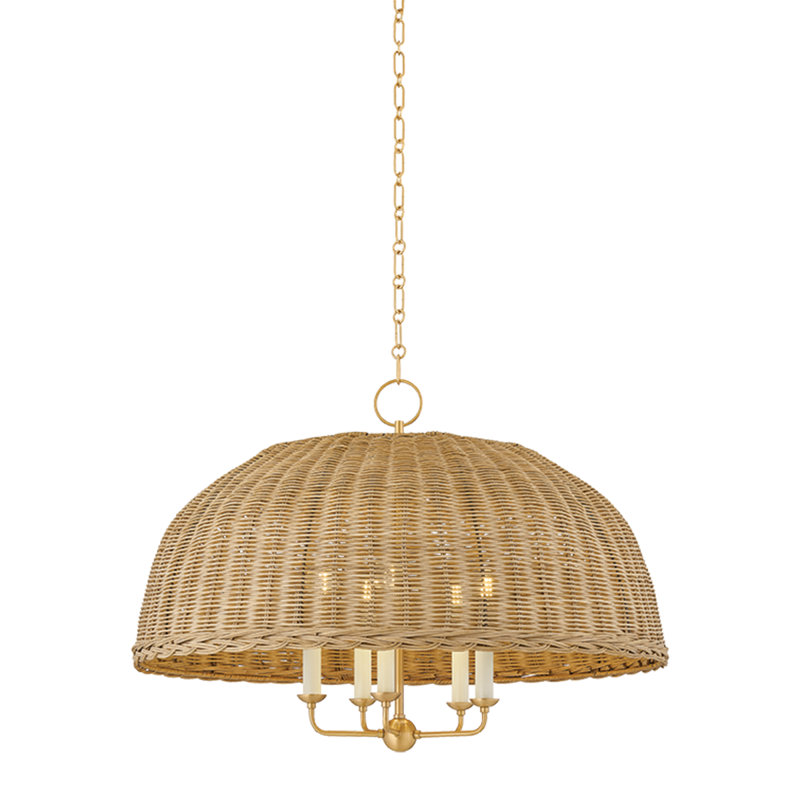 Arwen 30" 5-Light Rattan Globe Chandelier