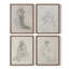 Croquis rétro Lxxiv, reproduction encadrée - ensemble de 4-19502353-19502356