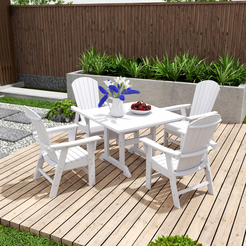 Altura 4 - Person Patio Dining Set with Square Table, White