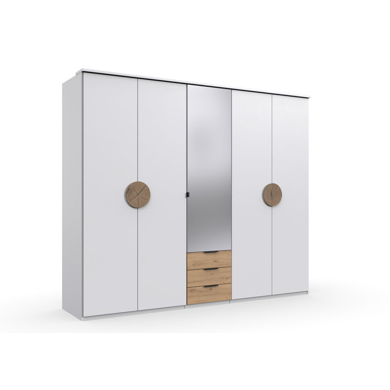 Anglim 5 Door Manufactured Wood Wardrobe, White