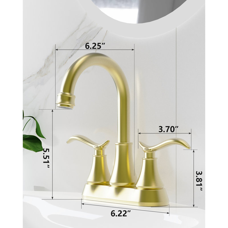 Robinet de salle de bain moderne 2 avec pivot à 360 degrés, 4 pouces, or brossé, bonde escamotable, facile à installer, plomb, zéro
