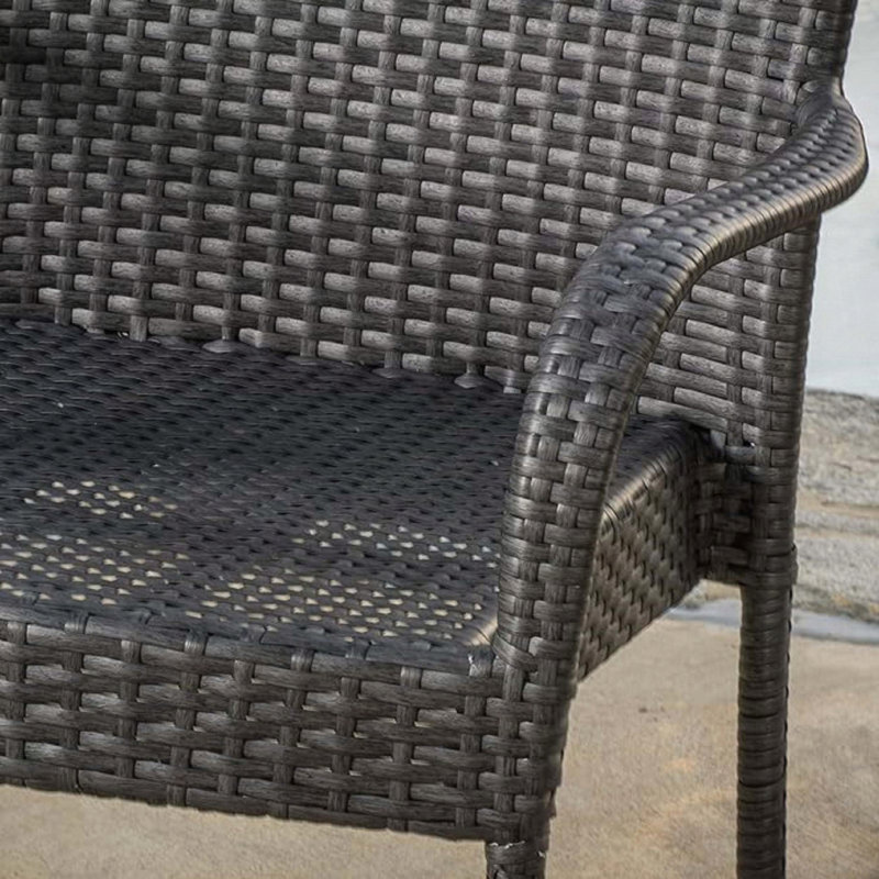 Chaise empilable en osier gris 4 pièces, Gris