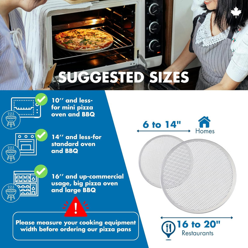 2-Pack Pizza Baking Screens - Heavy-Duty Aluminum Alloy Seamless Non-Stick Mesh Grill Trays for Outdoor BBQ, Oven & Camping - Rust-Proof Pizza Crisper for Grill, Fire Pit, Home Kitchen
