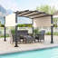 Pergola d'extérieur avec abat-jour rétractable pour terrasse de 10 pi x 10 pi Costway-100648955