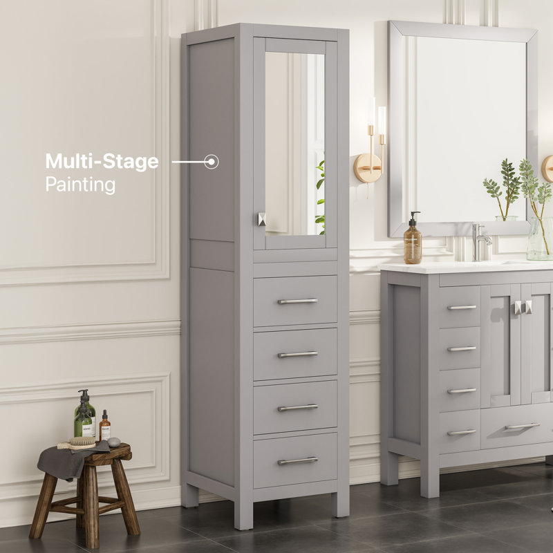 Minnich Solid Wood Bathroom Cabinet, Gray