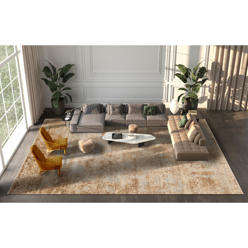 Tuscany Hand Knotted Wool Area Rug in Beige/Gray, Sample 2' x 3'