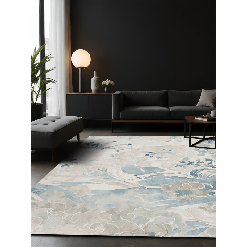 Tapis gris soyeux et moelleux, Carré 6 pi