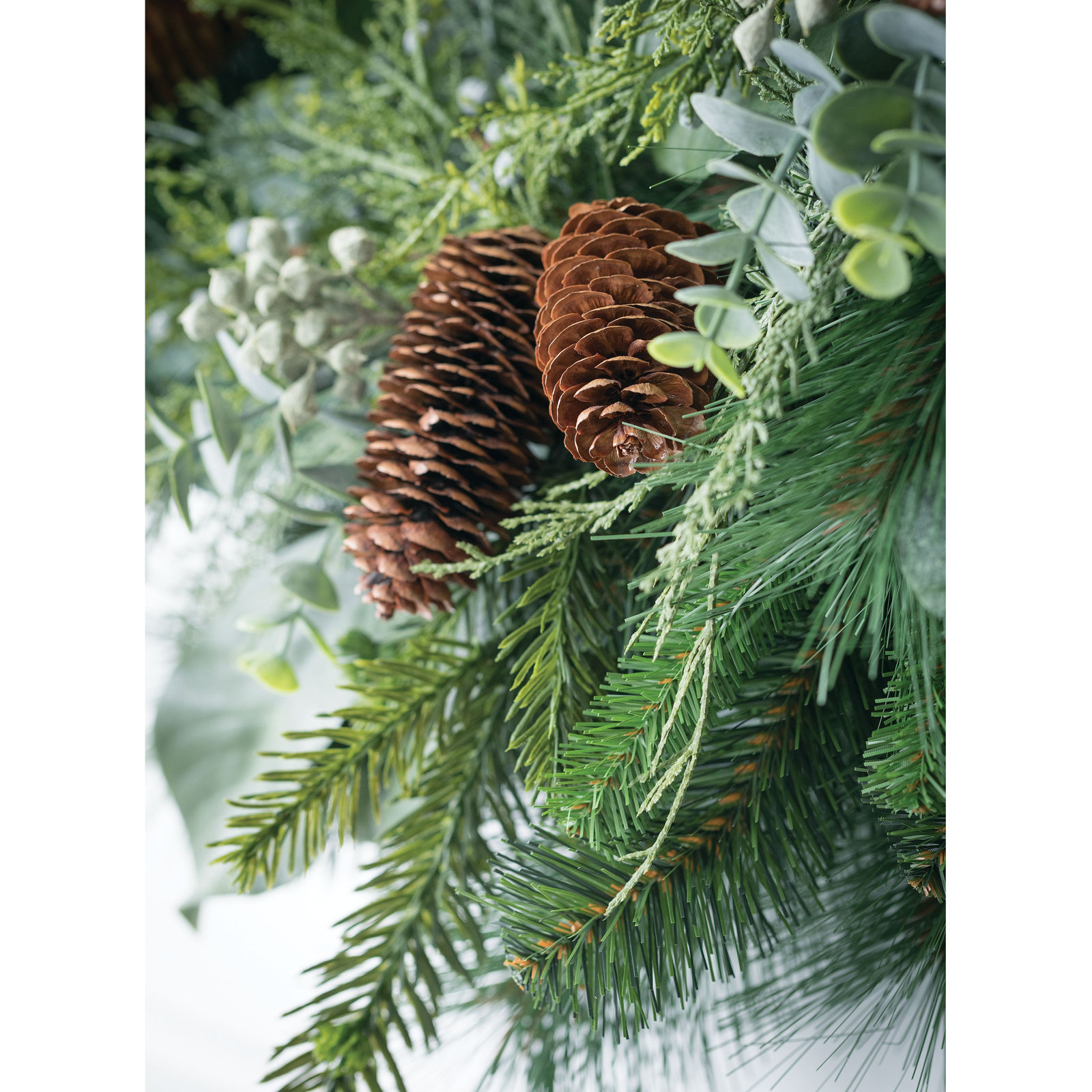 Artificial Mix Pine & Eucalyptus Wreath, 30" H x 30" W x 7.5" D