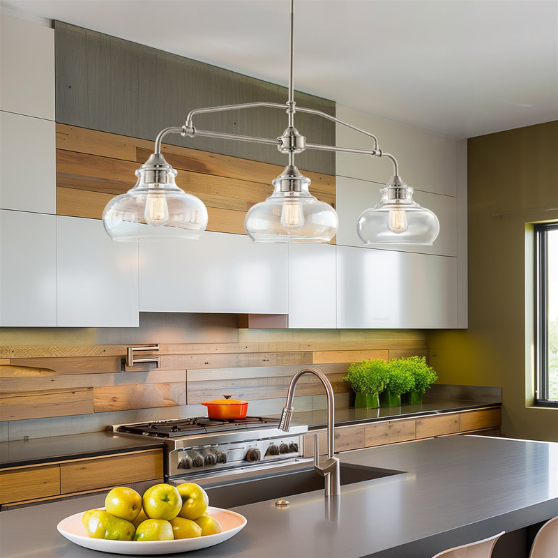 Fultonham 3 - Light Brushed Nickel Kitchen Island Pendant