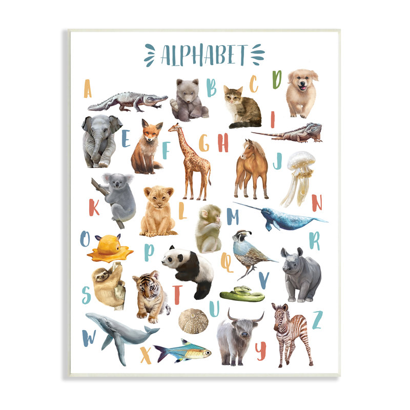 Kid's Playful Animal Alphabet - impression, H 15 po x l 10 po, Plaque murale