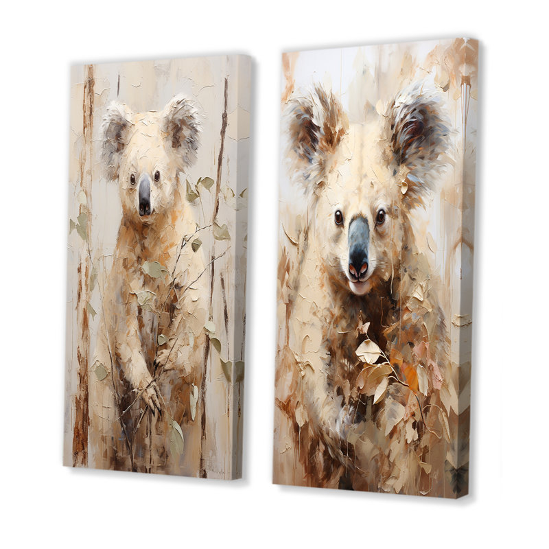 Koala en peluche grimpant - ensemble de 2 impressions sur toile koala, Toile tendue, H 28 po x l 25 po