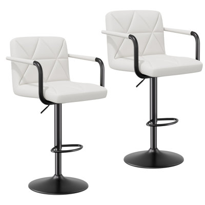 Upholstered Adjustable Height Counter Stool with Metal Frame