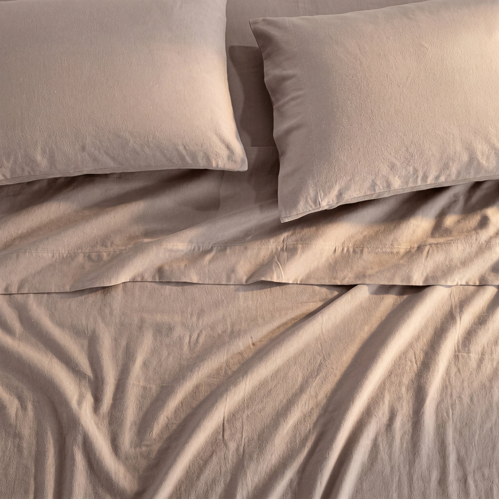Cotton Flannel Sheet Set, California King Sheet Set with 2 Pillowcases, Gray