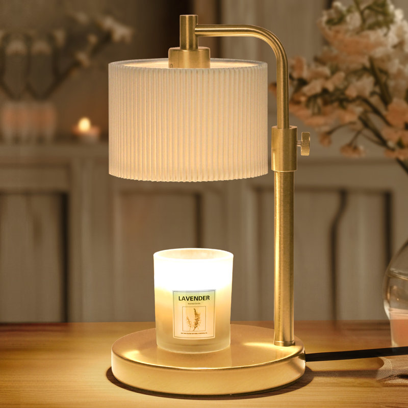 Lampe bougie avec minuterie, chauffe-bougie à intensité variable avec deux ampoules, chauffe-bougie pour bougie, Doré