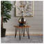 Ensemble de 3 tables basses industrielles avec 2 tables d'appoint, structure en bois d'acacia et en métal, finition teck
