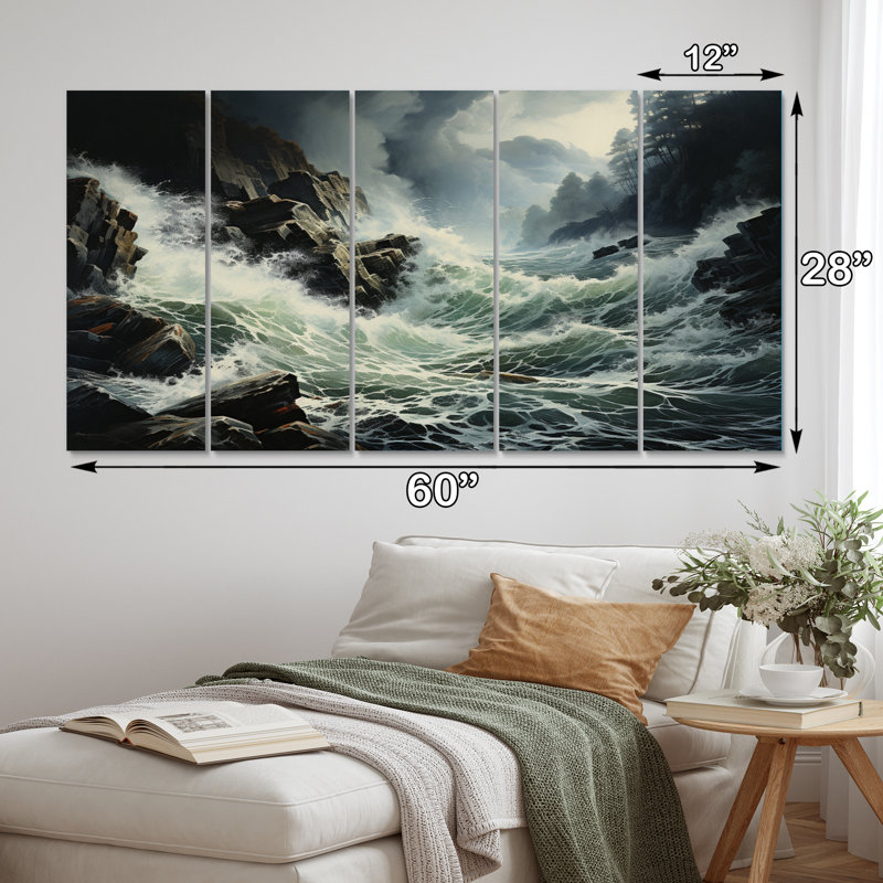 «Waterfall Torrential Symphony», impression d'art mural - 5 panneaux égaux