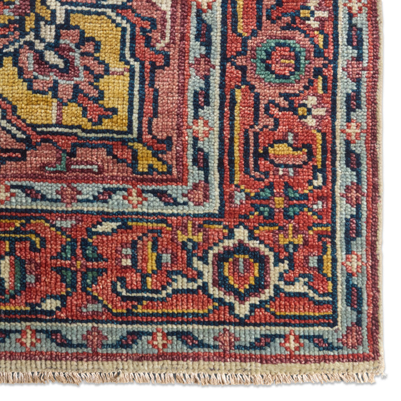 Wilkes Hand-Knotted Wool Red/Beige Area Rug, Rectangle 7'9" x 9'9"