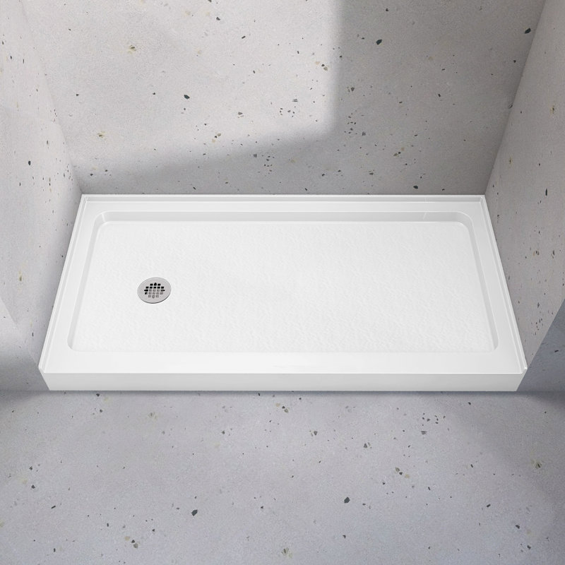 30 In. D X 60 In. W X 5 1/2 In. H Drain Single Threshold Shower Base, Left