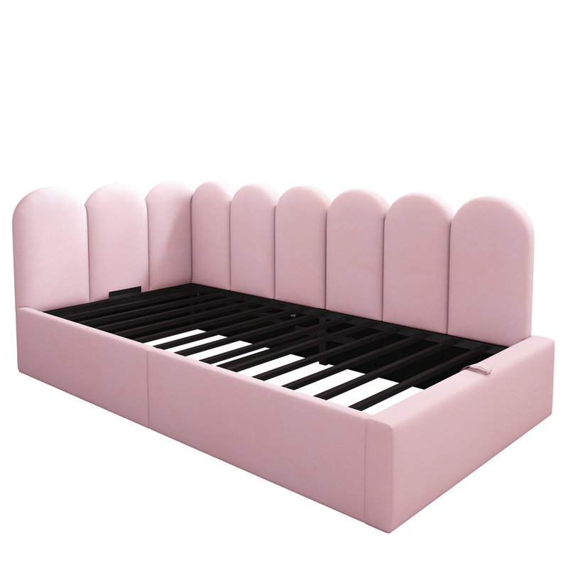 Upholstered Tufted Corner Daybed, Pink