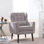 Fauteuil ergonomique en chenille de couleur grise avec pieds en bois massif pour un espace de vie confortable et confortable-1554535663