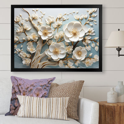 Orchidée blanche jardin de branches 9 - Art mural floral abstrait
