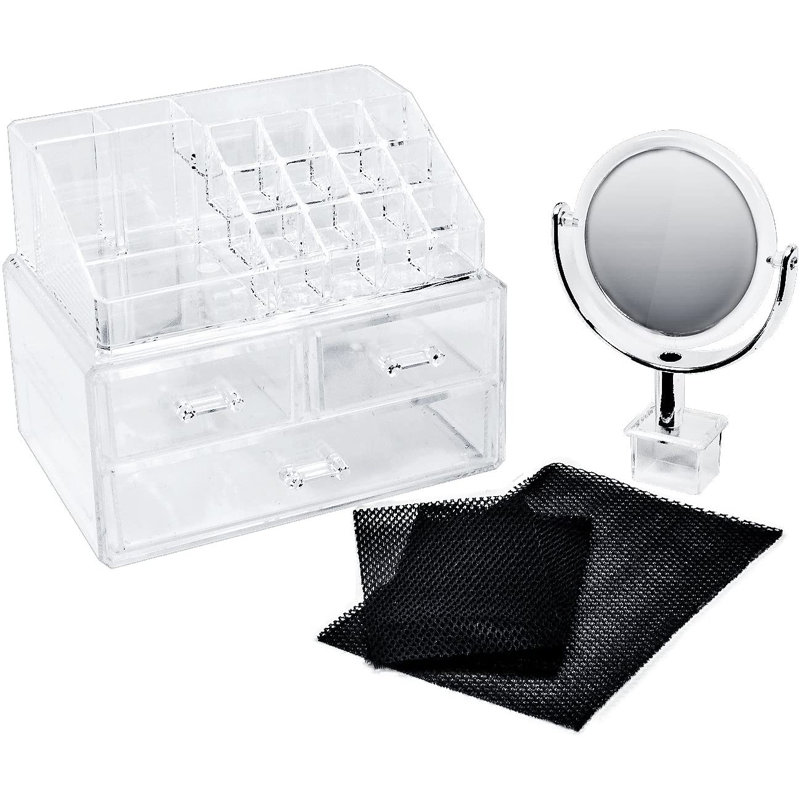 Rangement pour cosmétiques, maquillage et bijoux en acrylique, Transparent