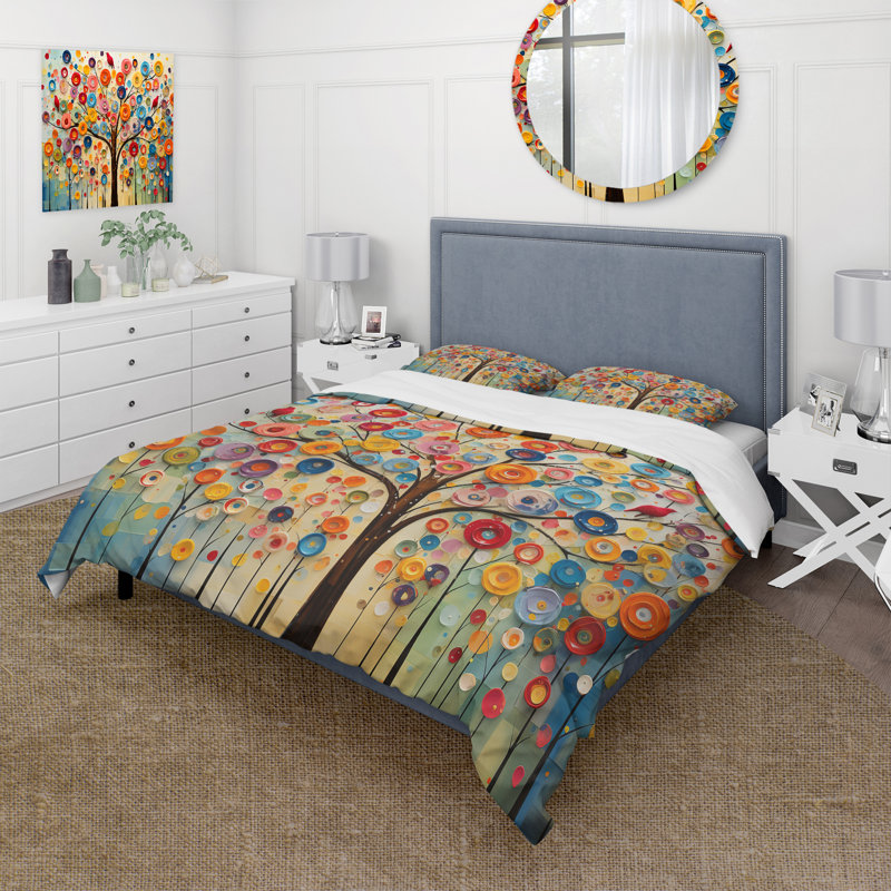 Ensemble de housse de couette Floral Abstract Tree III coloré - Microfibre de polyester