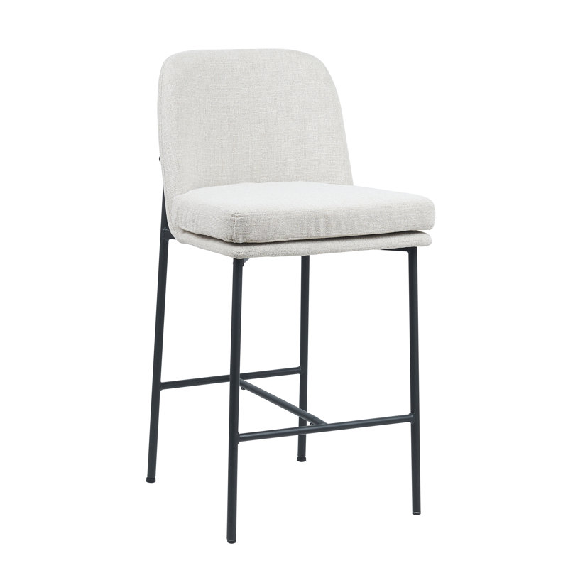 Angelick Jack Upholstered Metal Frame Counter and Bar Stools, Beige/Black