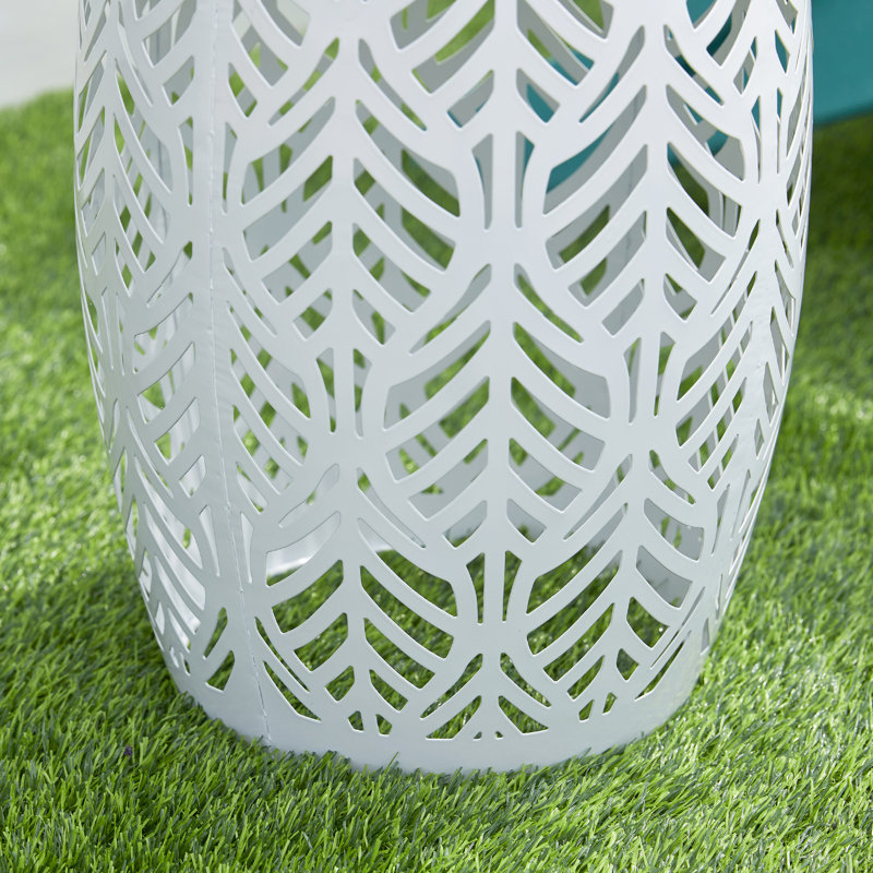 Loiret Accent Stool or Garden Stool with Solar Powered Light, White
