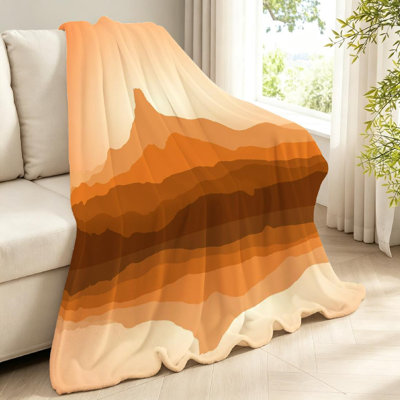 Jeté en flanelle transparente molletonnée en flanelle, à motif de montagnes avec impression d'un côté Lake