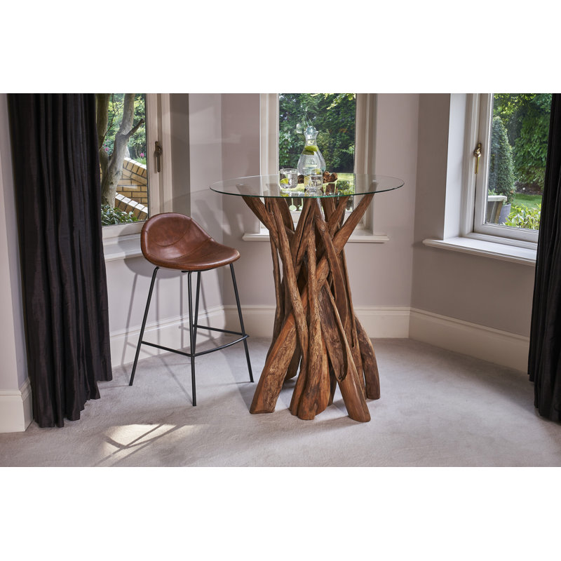 Upholstered Counter Stool with Metal Frame, Tan