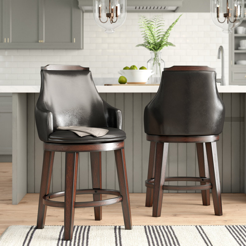 Edens Swivel Upholstered Counter Stool with Solid Wood Frame, Counter Stool (24" Seat Height)