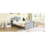 Lit simple pour lit simple, plateforme en bois gris avec tête de lit et rails pleine longueur, escalade sécuritaire à profil bas, sous le rangement-891971542