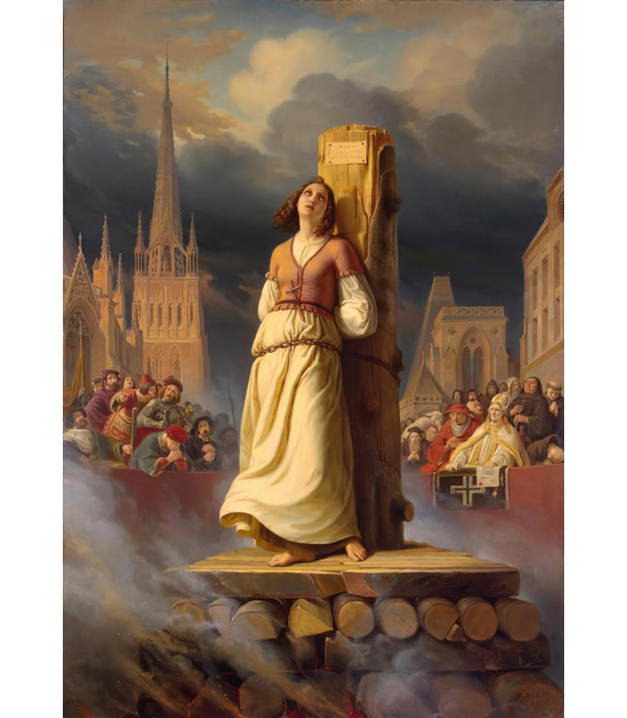«Joan of Arc's Mort at the Stake» par Hermann Stilke, reproduction d'art sur toile tendue avec châssis, H 24 po x l 17 po