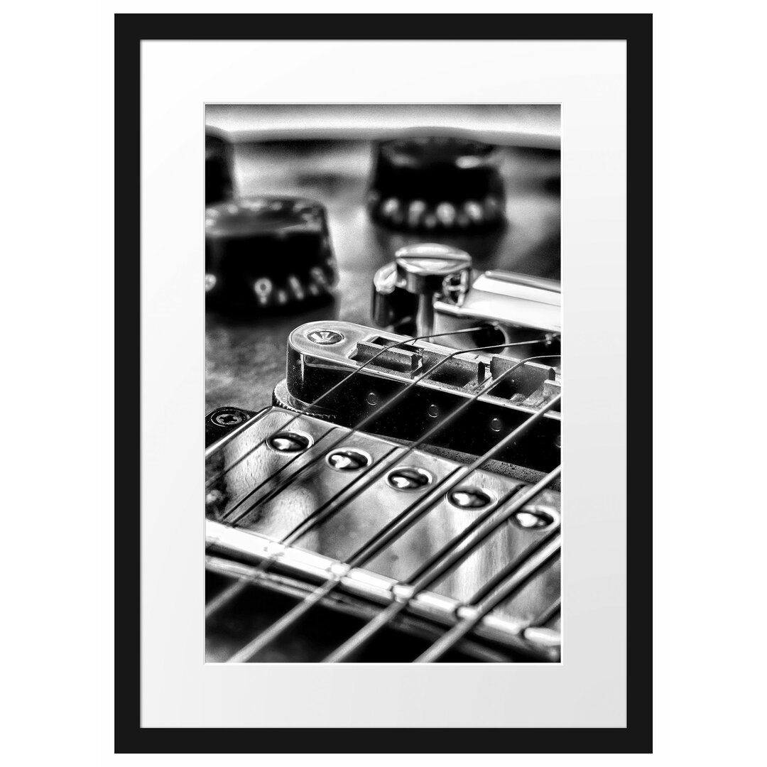 Gerahmtes Poster Black and White Guitar, Gitarre