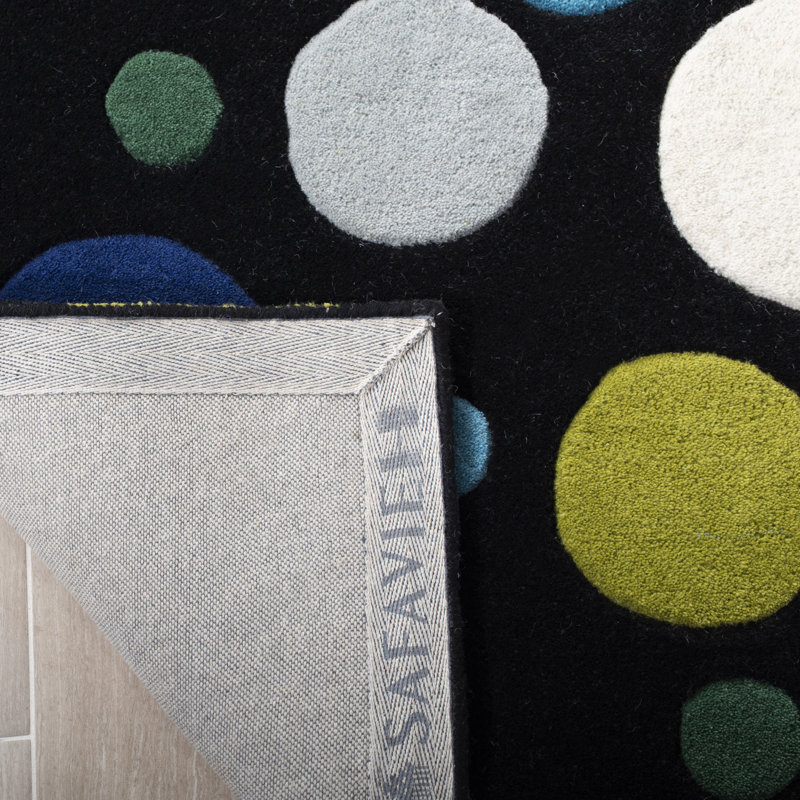 Tapis noir / multicolore en laine touffetée à la main Amier, Rectangle 2 pi x 3 pi