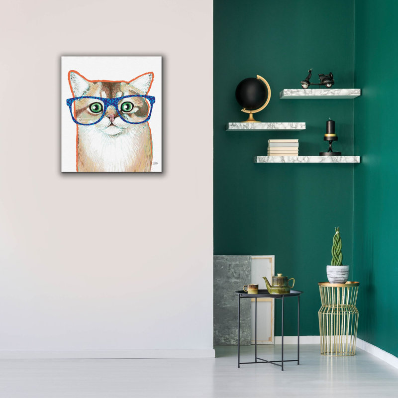 «Bespectacled Pet 2» par Melissa Averinos, art mural sur toile, H 30 po x l 26 po x P 1,5 po
