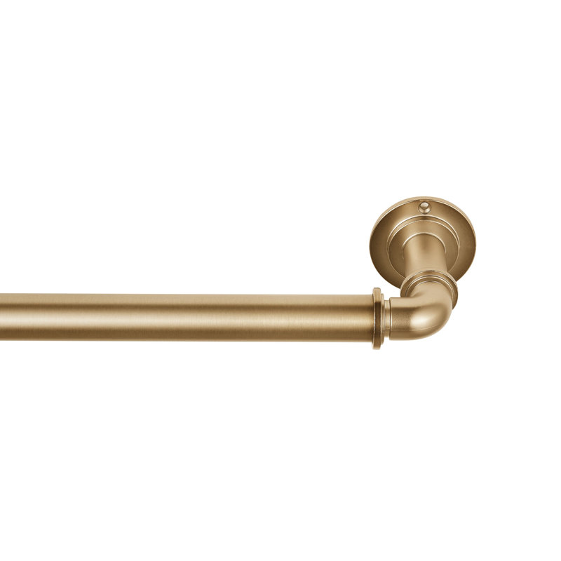 Warm Gold Adjustable Steel Industrial Curtain Rod Set