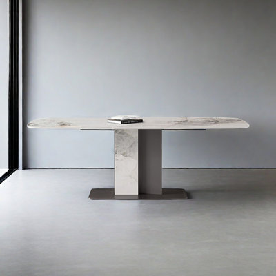 Rectangular Solid Wood + Sintered Stone tabletop Dining Table