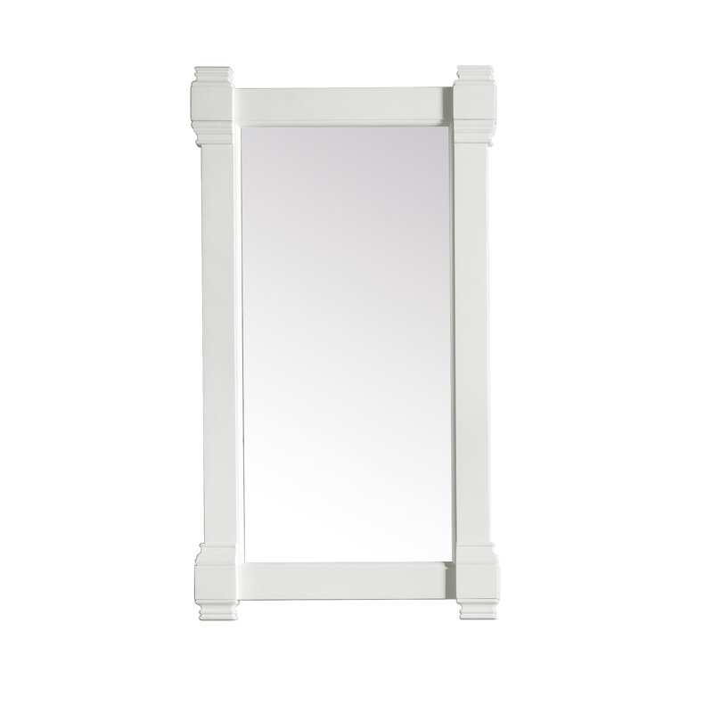 Brittany Flat Beveled Wall Mirror, 39.25" x 22", Bright White