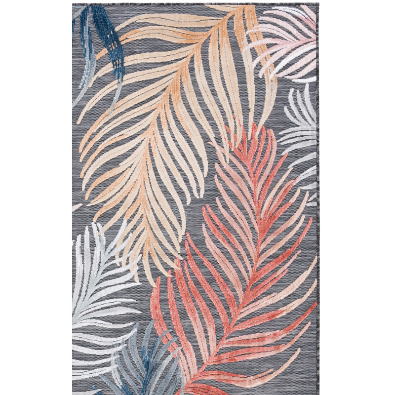 Tapis intérieur / extérieur noir / rouille Swampscott, Tapis de couloir 2 pi x 9 pi