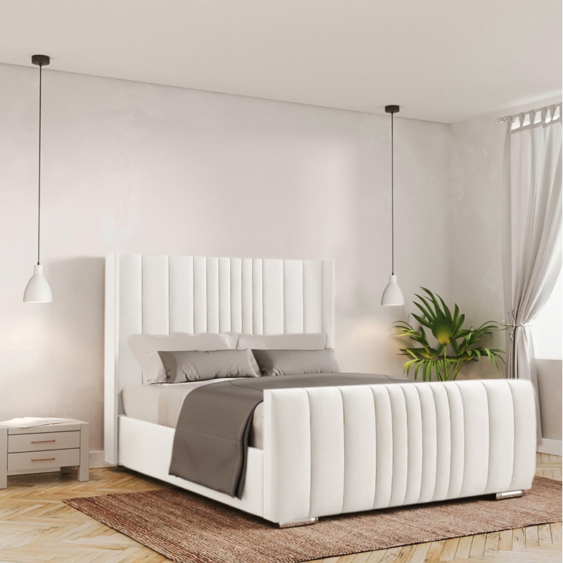 Bastin Upholstered Ottoman Storage Bed, Super King (6'), White